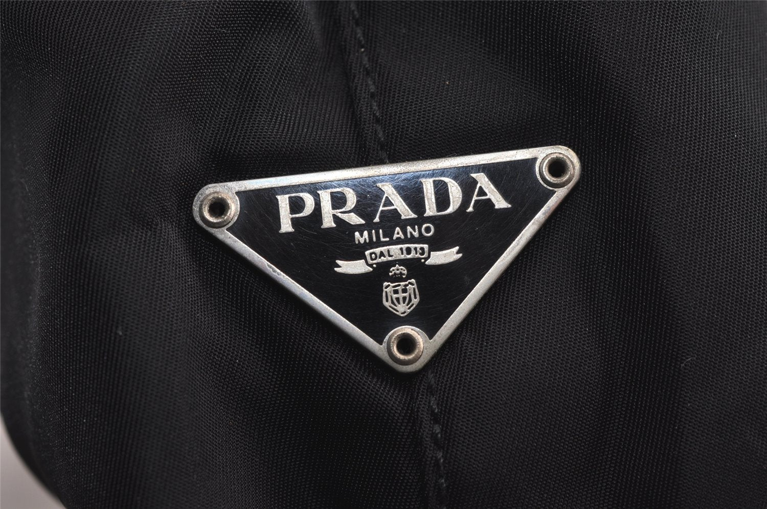 Authentic PRADA Vintage Nylon Tessuto Leather Shoulder Hand Bag Black Junk 7979J