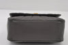 Authentic Salvatore Ferragamo Gancini Leather Chain Shoulder Bag Gray 7980I