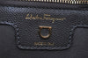 Authentic Salvatore Ferragamo Gancini Leather Chain Shoulder Bag Gray 7980I
