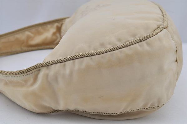 Authentic PRADA Vintage Nylon Tessuto Shoulder Hand Bag Purse Beige White 7980J