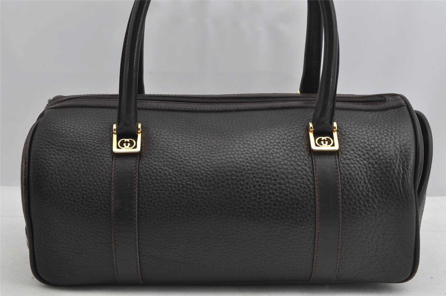 Authentic GUCCI Vintage Hand Boston Bag Purse Leather Brown 7981I