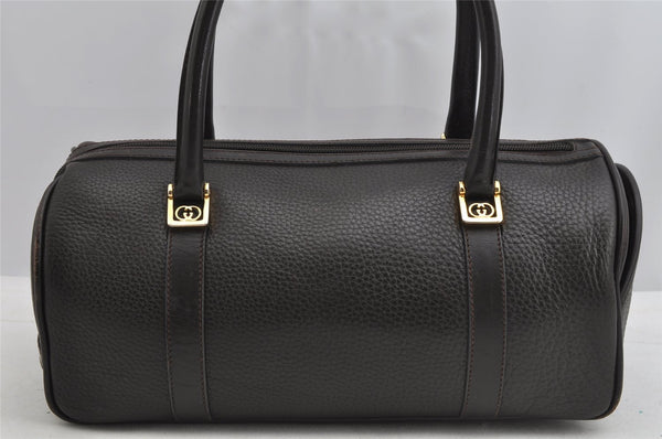Authentic GUCCI Vintage Hand Boston Bag Purse Leather Brown 7981I