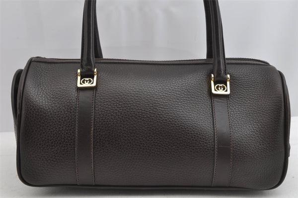 Authentic GUCCI Vintage Hand Boston Bag Purse Leather Brown 7981I
