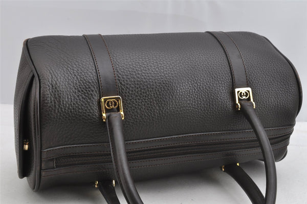 Authentic GUCCI Vintage Hand Boston Bag Purse Leather Brown 7981I