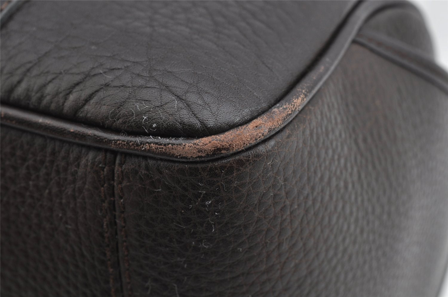 Authentic GUCCI Vintage Hand Boston Bag Purse Leather Brown 7981I