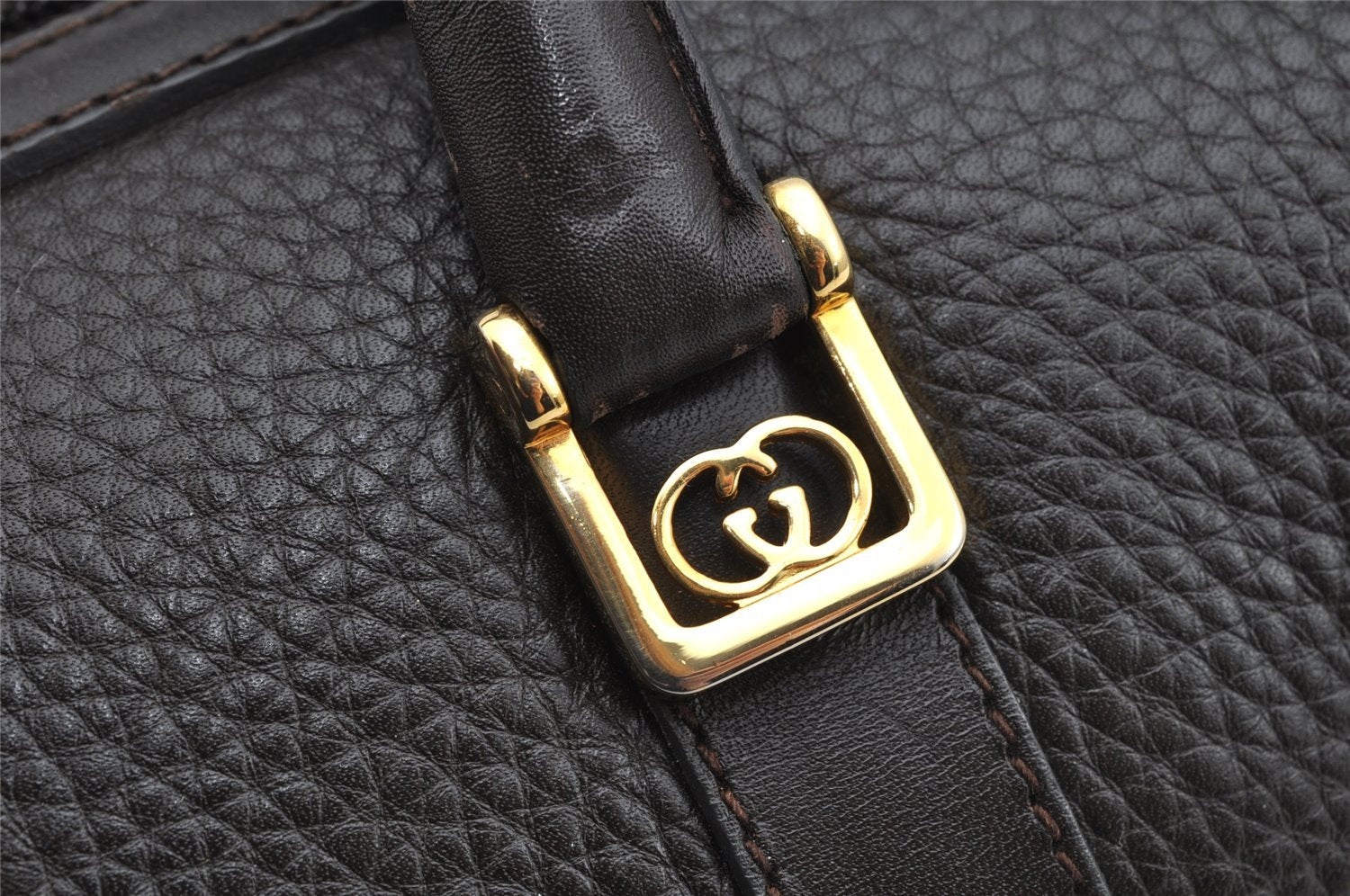 Authentic GUCCI Vintage Hand Boston Bag Purse Leather Brown 7981I