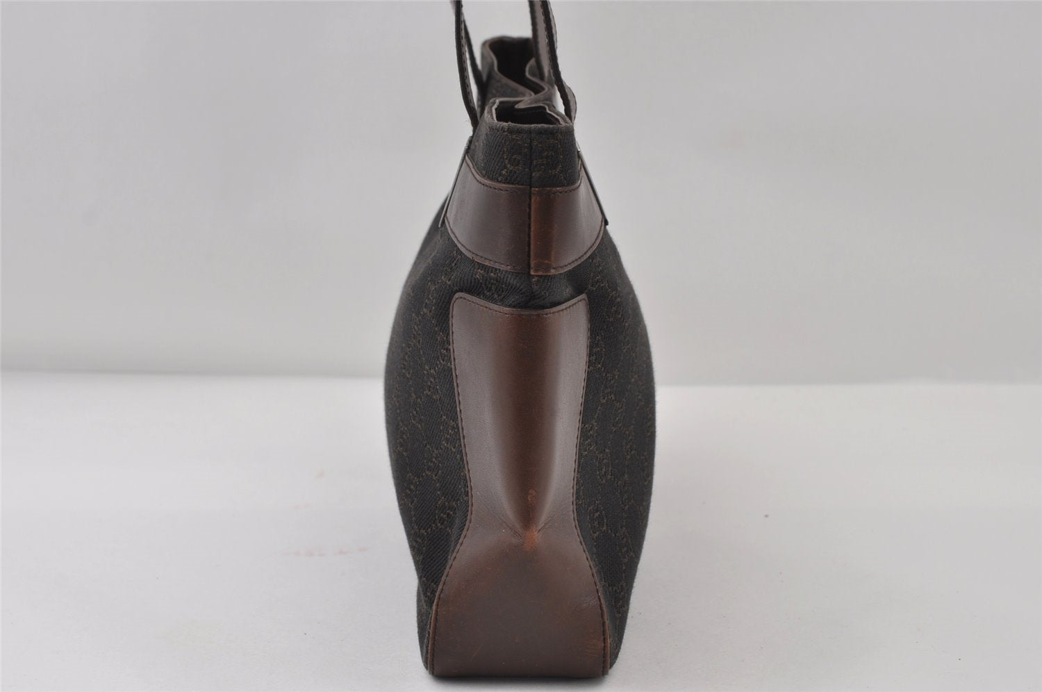 Authentic GUCCI Vintage Shoulder Tote Bag GG Canvas Leather 73983 Brown 7982I