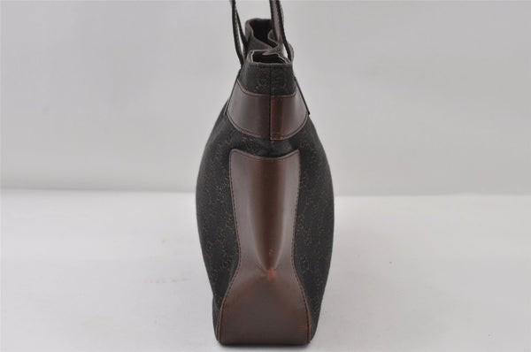 Authentic GUCCI Vintage Shoulder Tote Bag GG Canvas Leather 73983 Brown 7982I