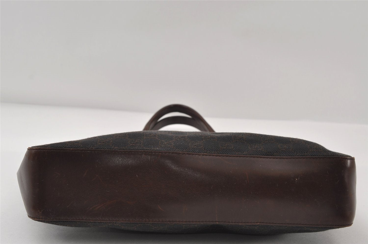 Authentic GUCCI Vintage Shoulder Tote Bag GG Canvas Leather 73983 Brown 7982I