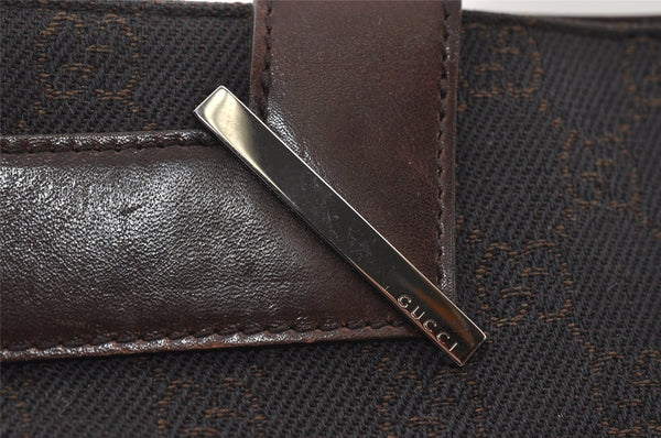 Authentic GUCCI Vintage Shoulder Tote Bag GG Canvas Leather 73983 Brown 7982I