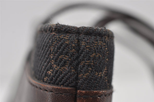 Authentic GUCCI Vintage Shoulder Tote Bag GG Canvas Leather 73983 Brown 7982I