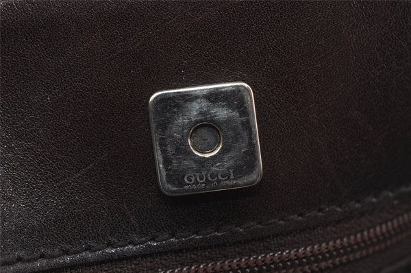 Authentic GUCCI Vintage Shoulder Tote Bag GG Canvas Leather 73983 Brown 7982I