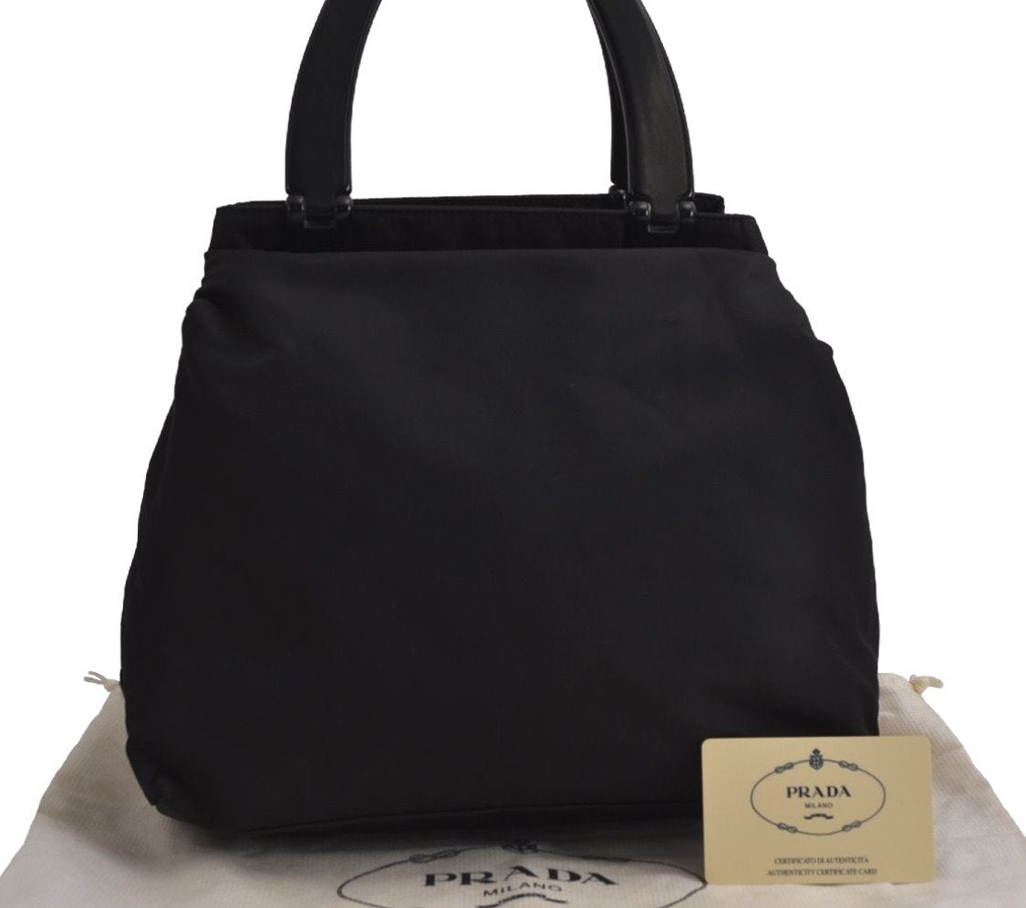 Authentic PRADA Nylon Tessuto + Plex Tote Hand Bag B8174 Black 7983J