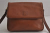 Authentic Burberrys Vintage Leather Shoulder Cross Body Bag Purse Brown 7985J