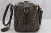 Authentic FENDI Zucca 2Way Shoulder Hand Bag Purse Canvas Leather Brown 7986I