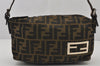 Authentic FENDI Zucca Hand Shoulder Bag Pouch Purse Canvas Leather Brown 7986J