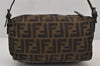 Authentic FENDI Zucca Hand Shoulder Bag Pouch Purse Canvas Leather Brown 7986J