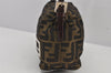 Authentic FENDI Zucca Hand Shoulder Bag Pouch Purse Canvas Leather Brown 7986J