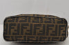 Authentic FENDI Zucca Hand Shoulder Bag Pouch Purse Canvas Leather Brown 7986J