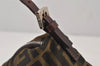 Authentic FENDI Zucca Hand Shoulder Bag Pouch Purse Canvas Leather Brown 7986J