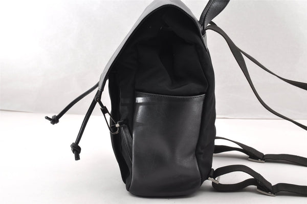 Authentic GUCCI Vintage Drawstring Backpack Nylon Leather 0030233 Black 7989I