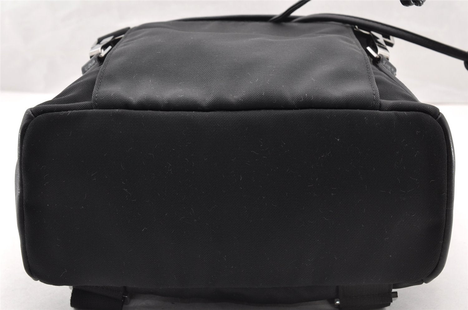 Authentic GUCCI Vintage Drawstring Backpack Nylon Leather 0030233 Black 7989I