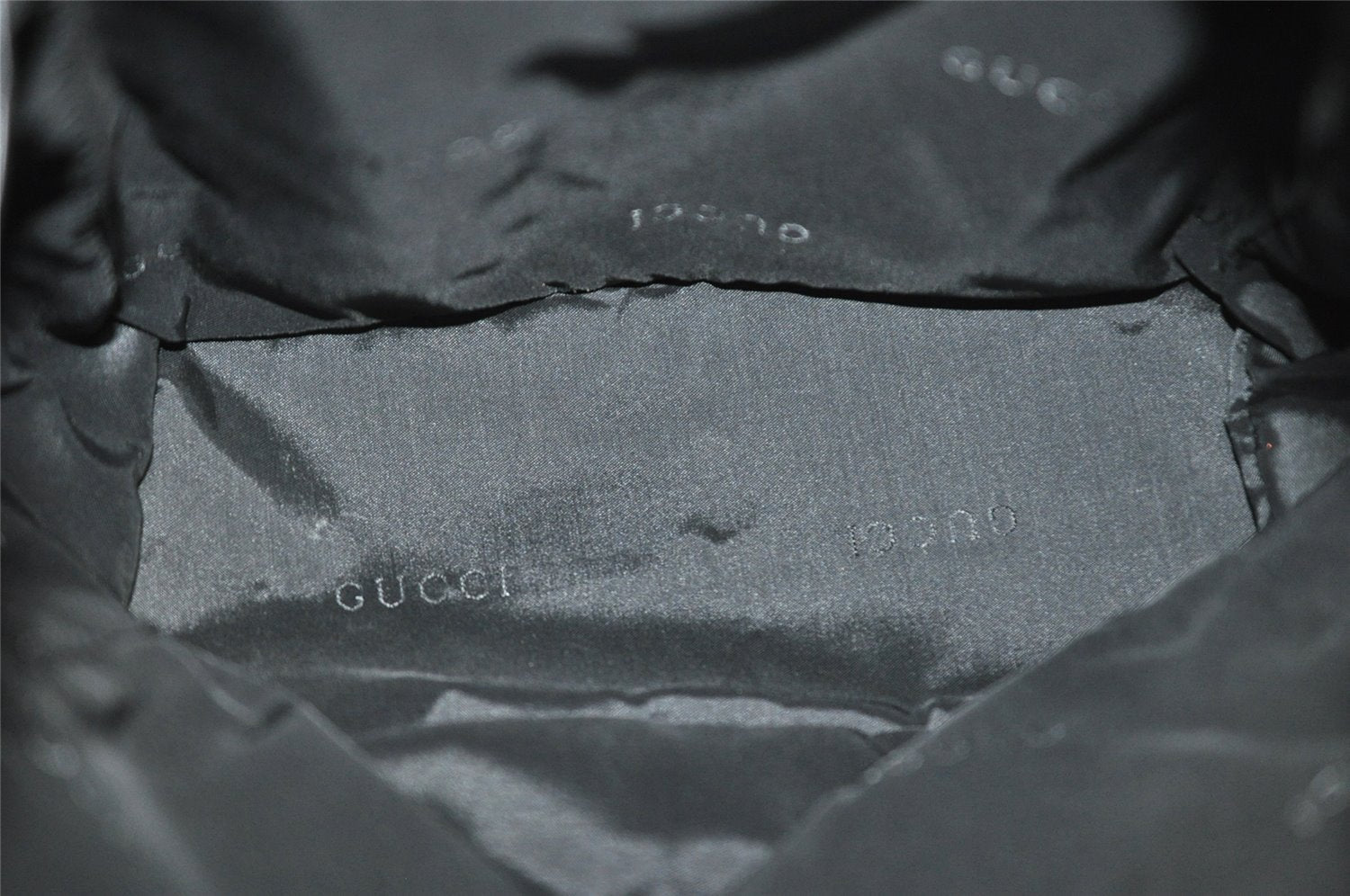 Authentic GUCCI Vintage Drawstring Backpack Nylon Leather 0030233 Black 7989I