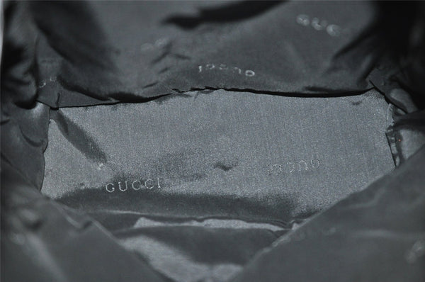 Authentic GUCCI Vintage Drawstring Backpack Nylon Leather 0030233 Black 7989I