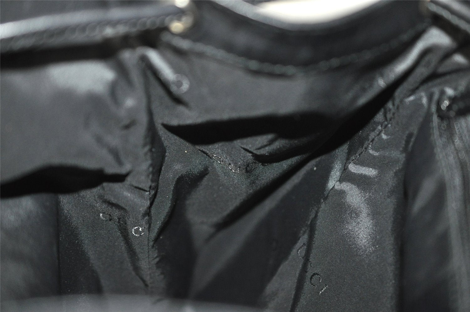 Authentic GUCCI Vintage Drawstring Backpack Nylon Leather 0030233 Black 7989I