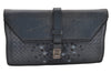 Authentic BOTTEGA VENETA Vintage Intrecciato Clutch Hand Bag Purse Blue 7991I