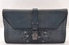 Authentic BOTTEGA VENETA Vintage Intrecciato Clutch Hand Bag Purse Blue 7991I