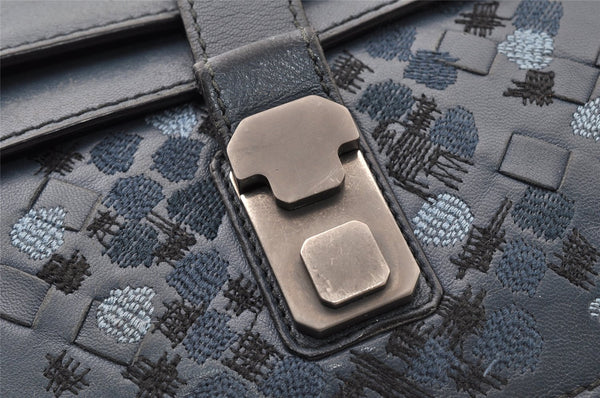 Authentic BOTTEGA VENETA Vintage Intrecciato Clutch Hand Bag Purse Blue 7991I