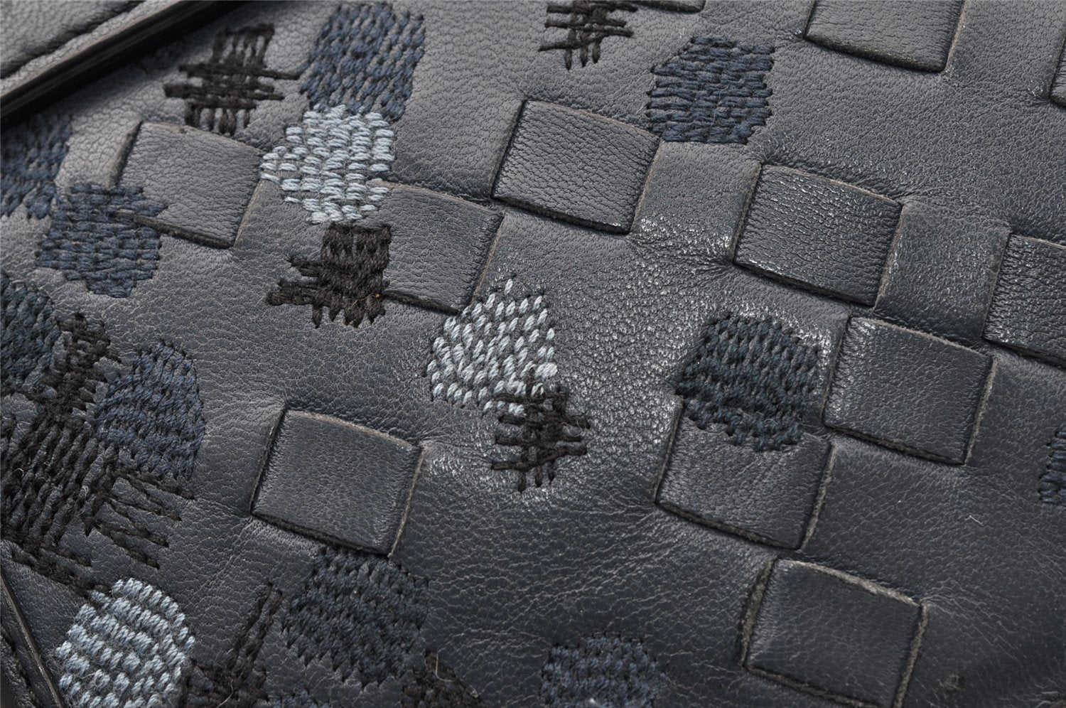 Authentic BOTTEGA VENETA Vintage Intrecciato Clutch Hand Bag Purse Blue 7991I