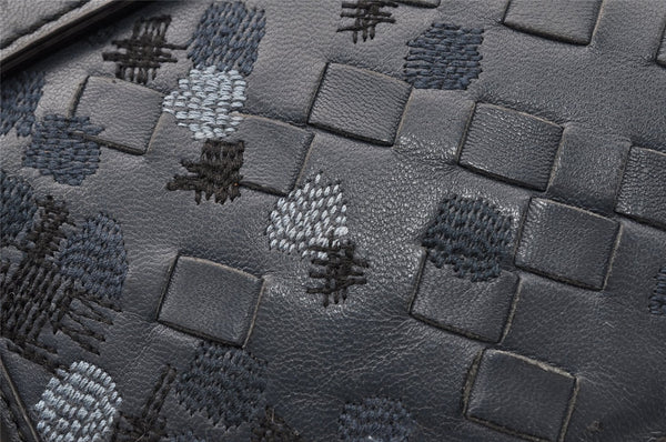 Authentic BOTTEGA VENETA Vintage Intrecciato Clutch Hand Bag Purse Blue 7991I