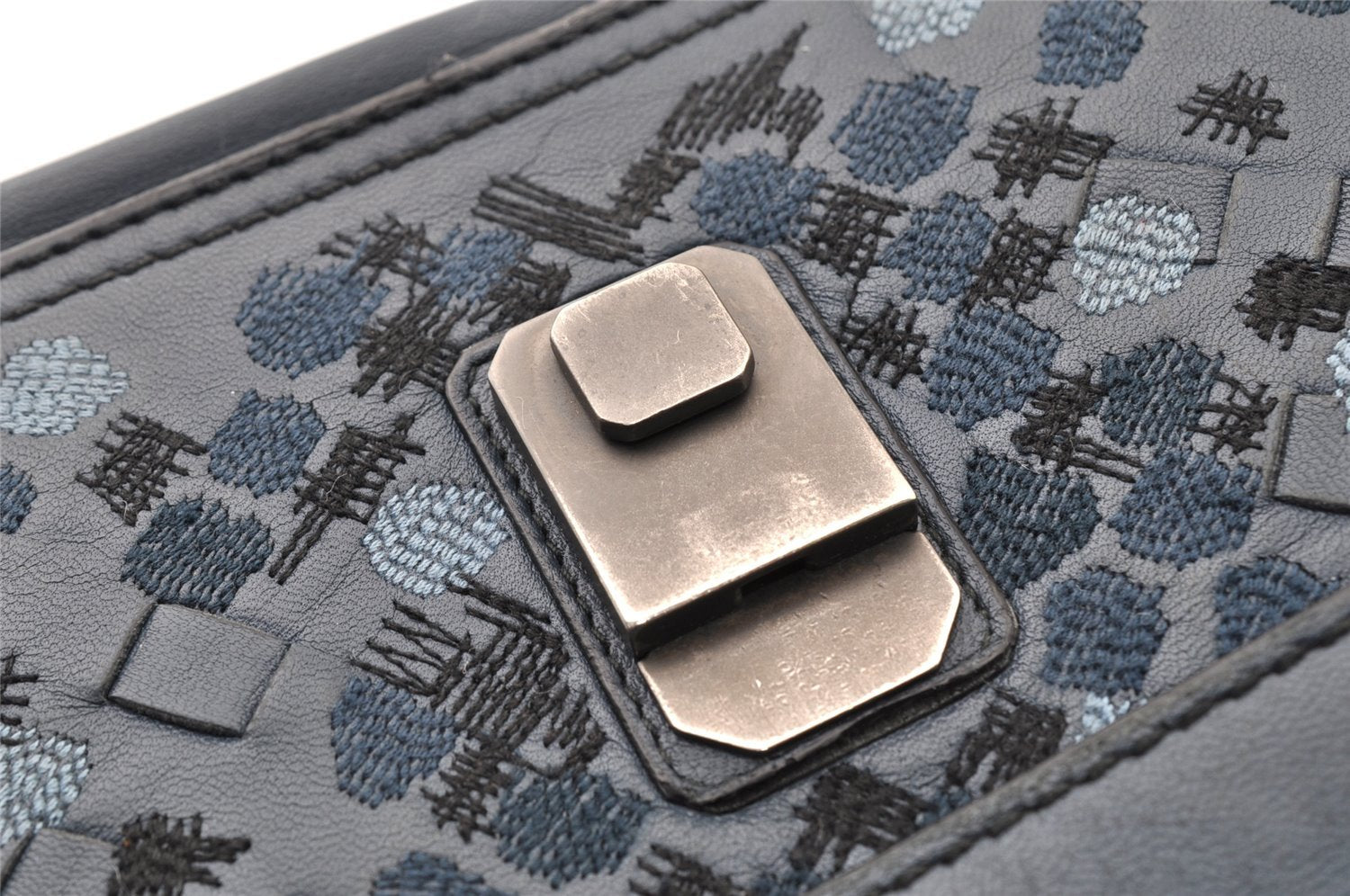 Authentic BOTTEGA VENETA Vintage Intrecciato Clutch Hand Bag Purse Blue 7991I