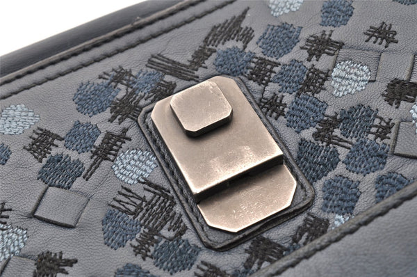 Authentic BOTTEGA VENETA Vintage Intrecciato Clutch Hand Bag Purse Blue 7991I