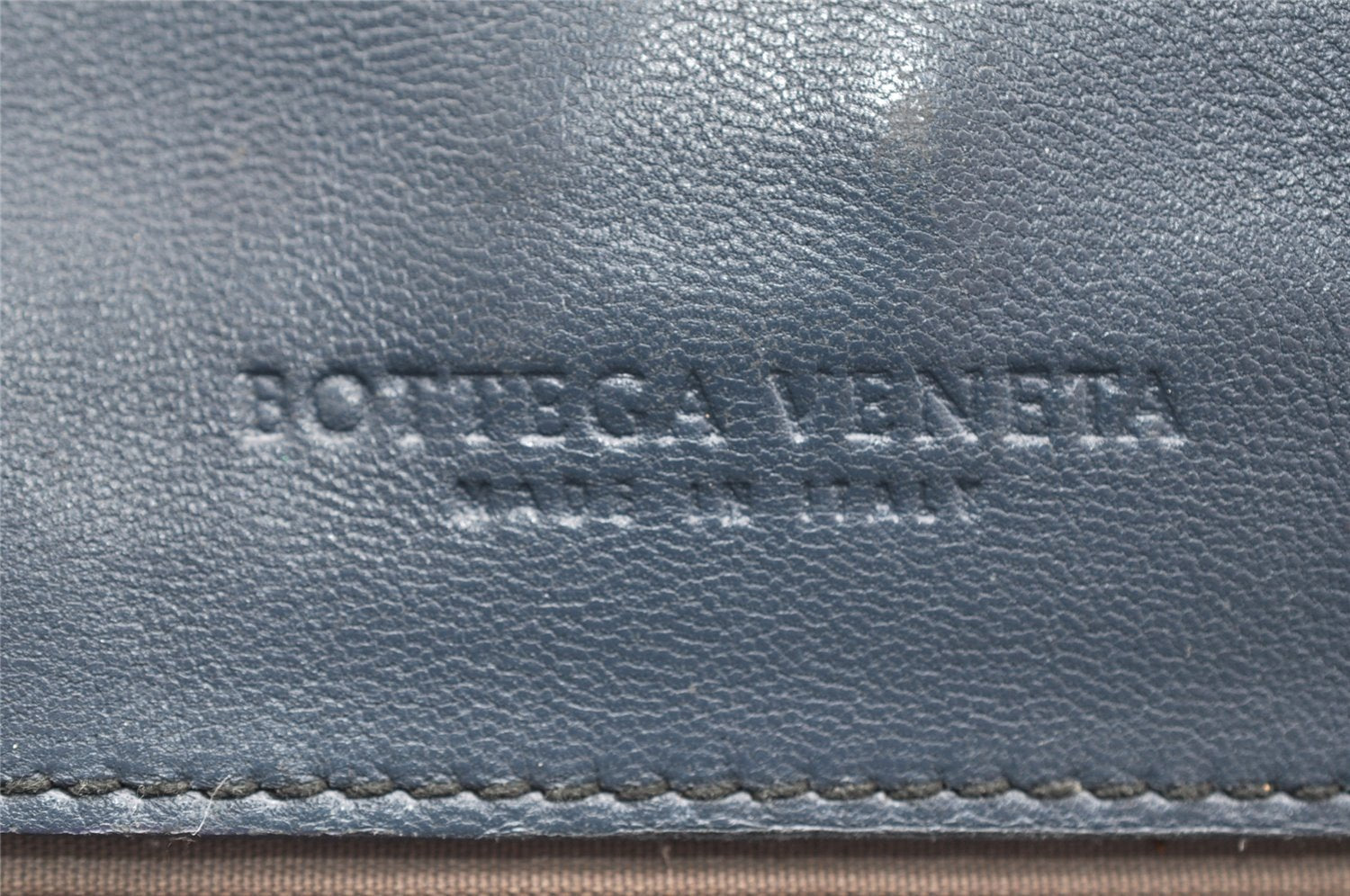Authentic BOTTEGA VENETA Vintage Intrecciato Clutch Hand Bag Purse Blue 7991I