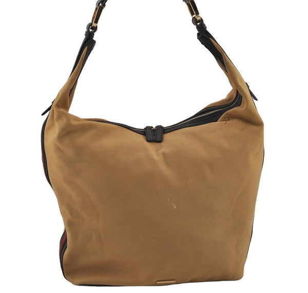Authentic GUCCI Web Sherry Line Shoulder Bag Canvas Leather 0014287 Beige 7992J