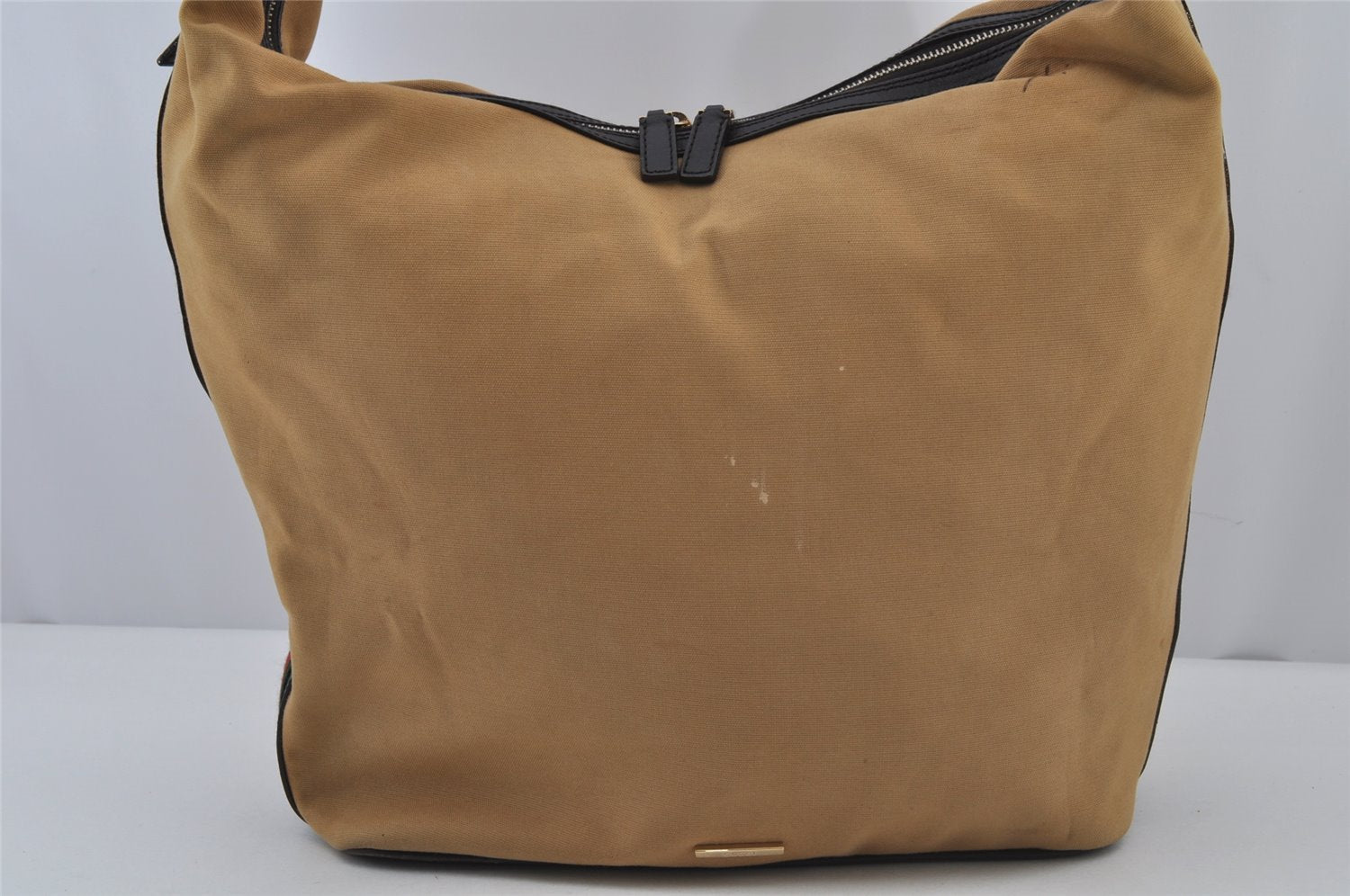 Authentic GUCCI Web Sherry Line Shoulder Bag Canvas Leather 0014287 Beige 7992J