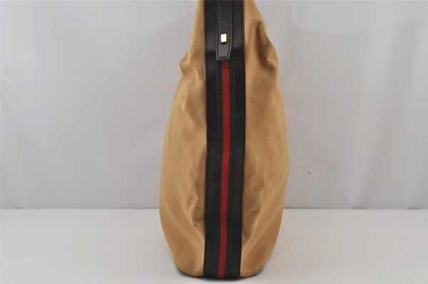 Authentic GUCCI Web Sherry Line Shoulder Bag Canvas Leather 0014287 Beige 7992J