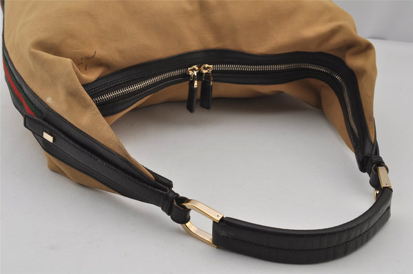 Authentic GUCCI Web Sherry Line Shoulder Bag Canvas Leather 0014287 Beige 7992J
