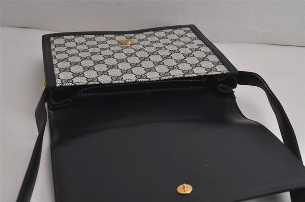 Authentic GUCCI Sherry Line Shoulder Cross Bag GG PVC Leather Navy Junk 7993J
