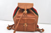 Authentic GUCCI Vintage Web Sherry Line Backpack Leather Brown Junk 7994J