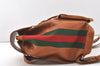 Authentic GUCCI Vintage Web Sherry Line Backpack Leather Brown Junk 7994J