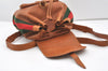 Authentic GUCCI Vintage Web Sherry Line Backpack Leather Brown Junk 7994J