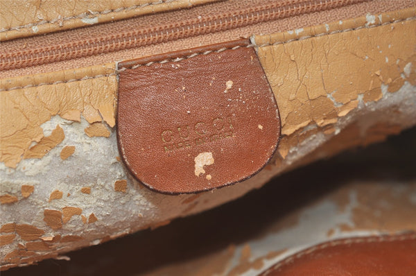Authentic GUCCI Vintage Web Sherry Line Backpack Leather Brown Junk 7994J