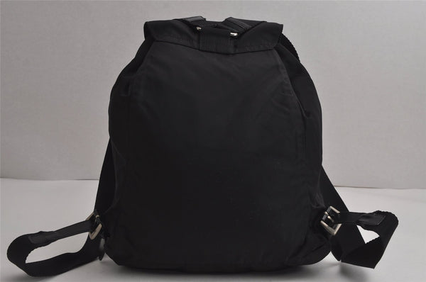 Authentic PRADA Vintage Nylon Tessuto Leather Drawstring Backpack Black 7995J