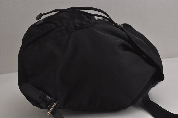 Authentic PRADA Vintage Nylon Tessuto Leather Drawstring Backpack Black 7995J