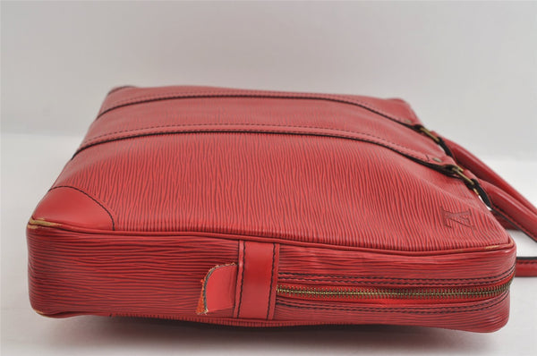 Authentic Louis Vuitton Epi Porte Documents Voyage Briefcase Red M54477 LV 7996I