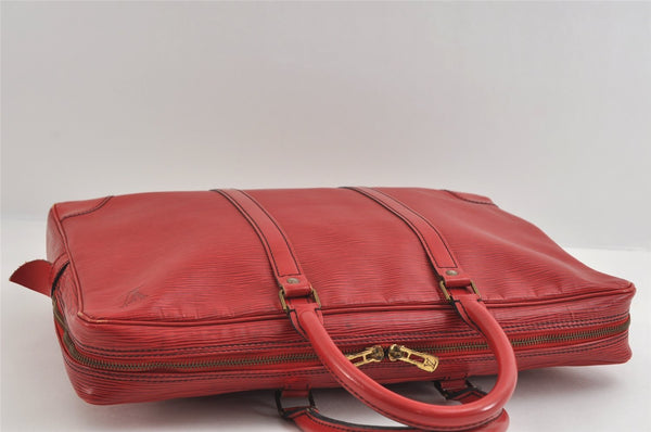 Authentic Louis Vuitton Epi Porte Documents Voyage Briefcase Red M54477 LV 7996I